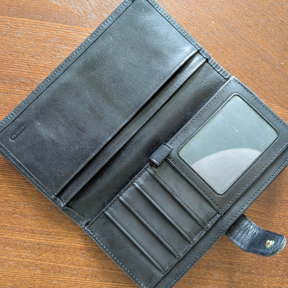 Rare Vintage Coach Madison Italian Leather Checkbook Wallet - Black